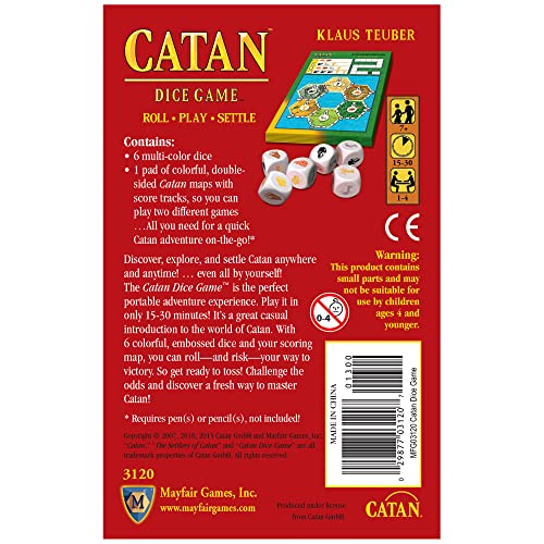 CATAN Dice Game - Portable Fun for On-the-Go Adventures! Strategy Game, Family Game for Kids and Adults, Ages 7+, 1-4 Players, 15-30 Minute Playtime, Made by CATAN Studio