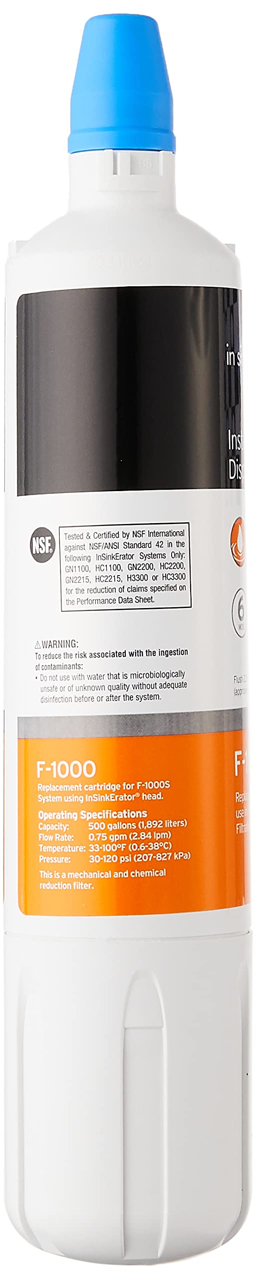 InSinkErator F-1000 Water Filter, 1 Count (Pack of 1), Chrome